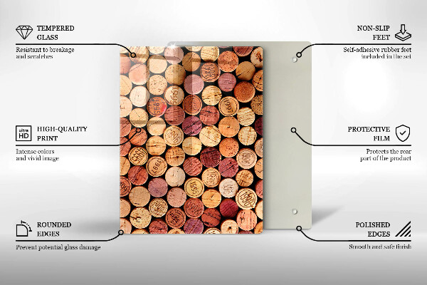 Glass worktop saver Wine corks pattern