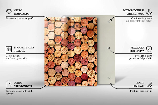 Glass worktop saver Wine corks pattern