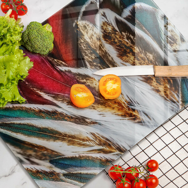 Glass worktop saver Boho bird feathers
