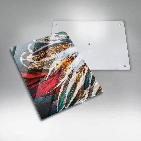 Glass worktop saver Boho bird feathers