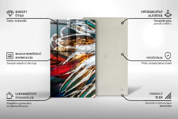 Glass worktop saver Boho bird feathers