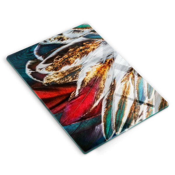 Glass worktop saver Boho bird feathers