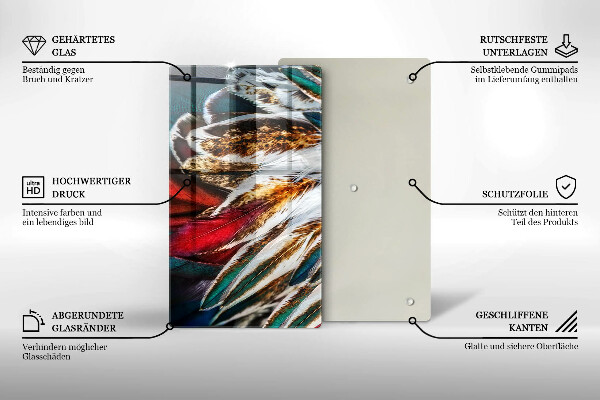 Glass worktop saver Boho bird feathers