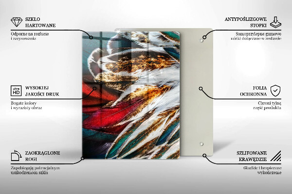 Glass worktop saver Boho bird feathers