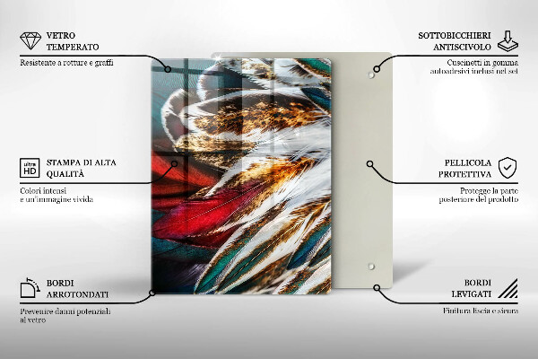 Glass worktop saver Boho bird feathers