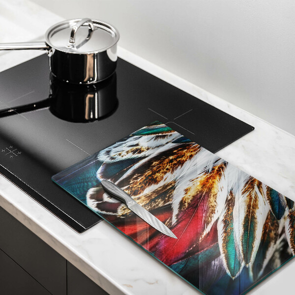 Glass worktop saver Boho bird feathers
