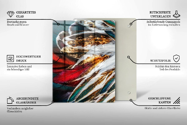 Glass worktop saver Boho bird feathers