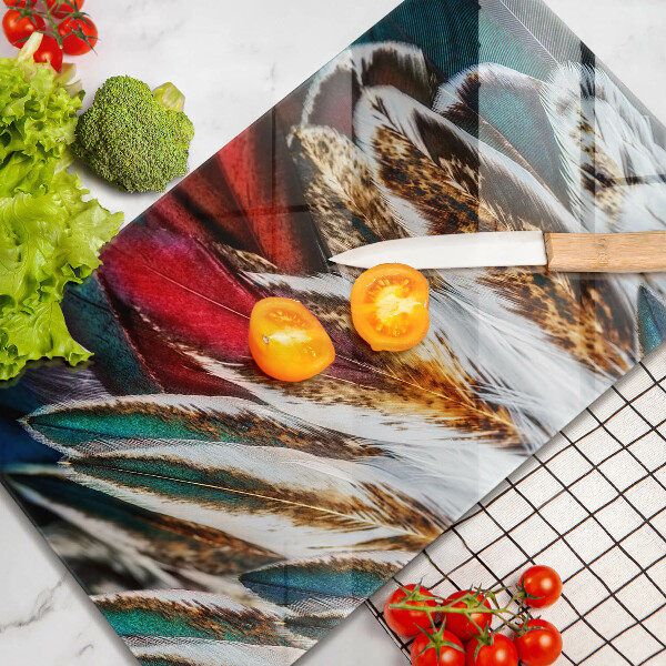 Glass worktop saver Boho bird feathers