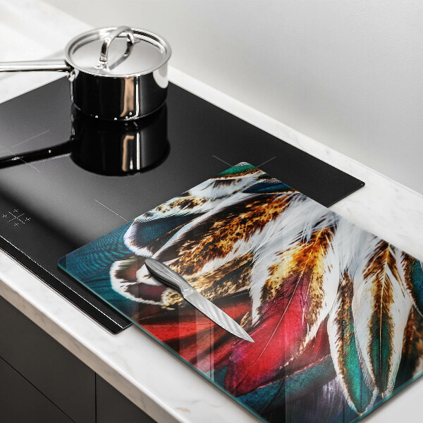 Glass worktop saver Boho bird feathers