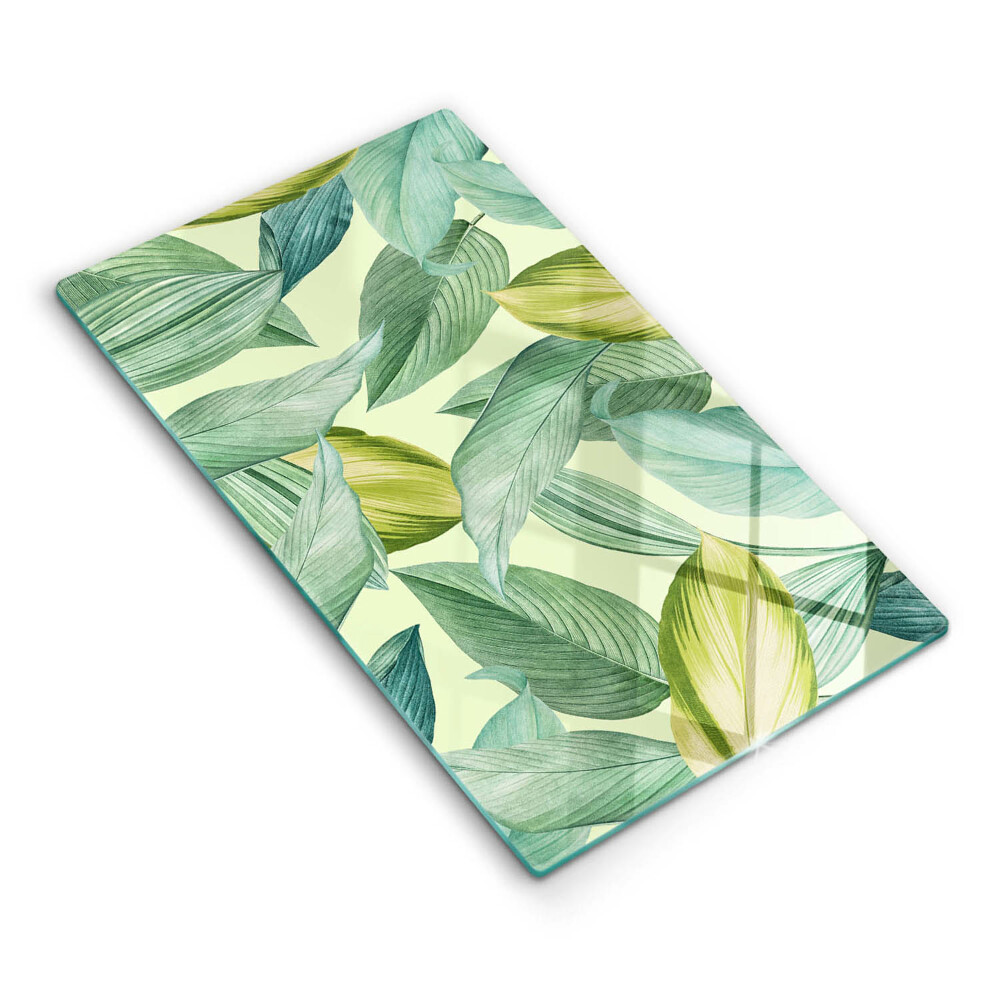 Glass worktop saver Green tropical leaves