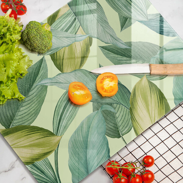 Glass worktop saver Green tropical leaves