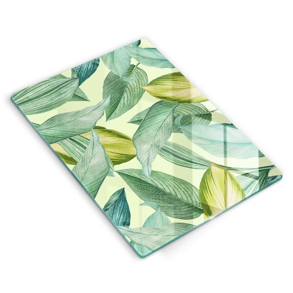 Glass worktop saver Green tropical leaves