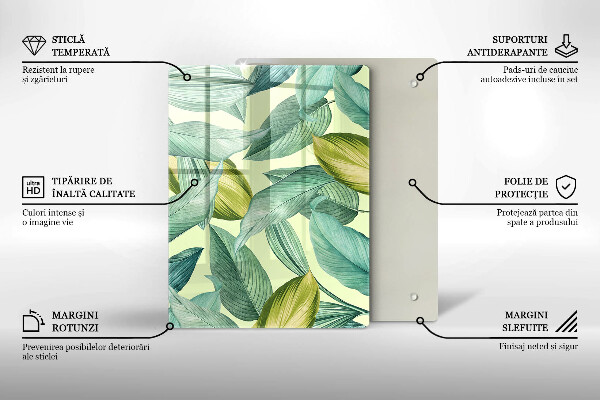 Glass worktop saver Green tropical leaves