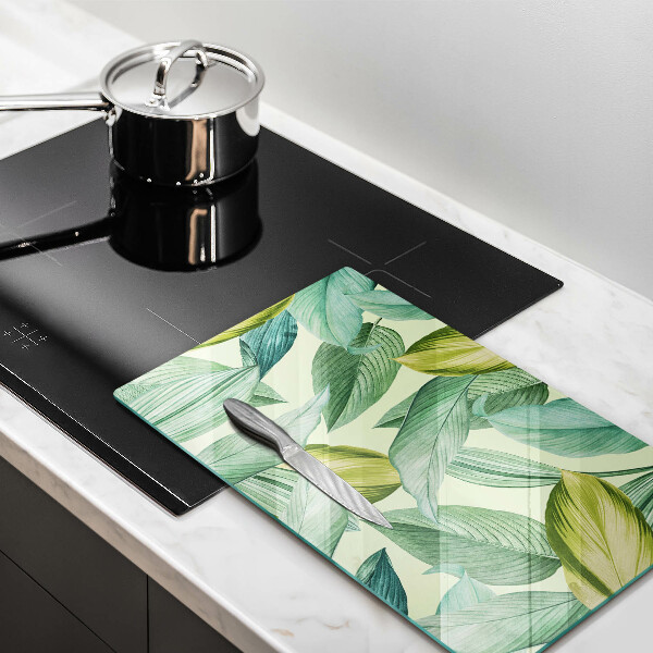Glass worktop saver Green tropical leaves