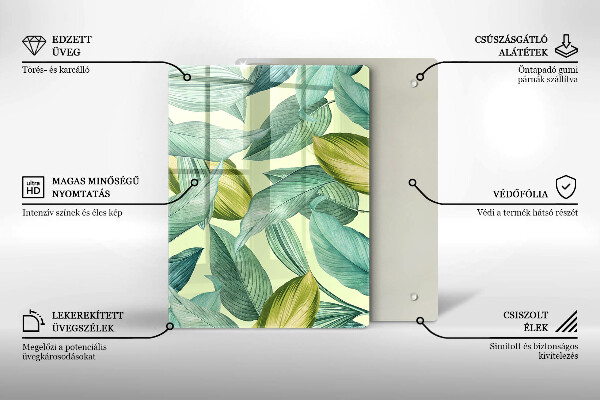 Glass worktop saver Green tropical leaves