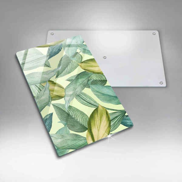 Glass worktop saver Green tropical leaves