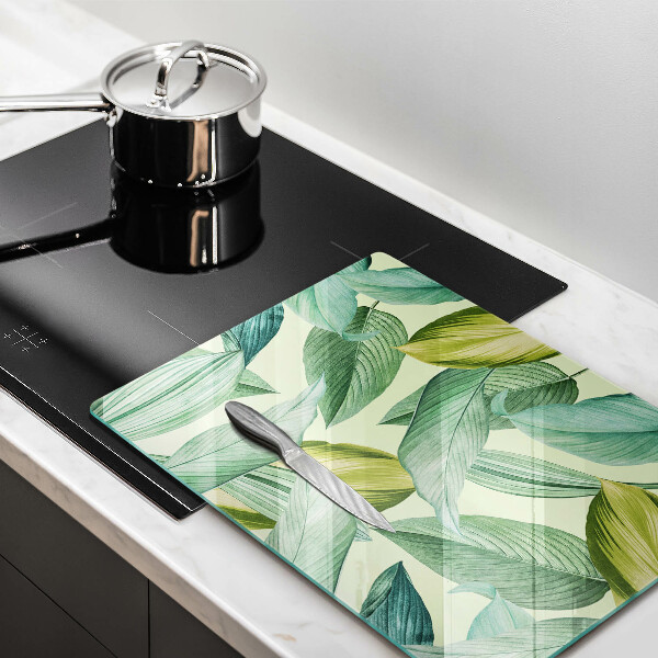 Glass worktop saver Green tropical leaves