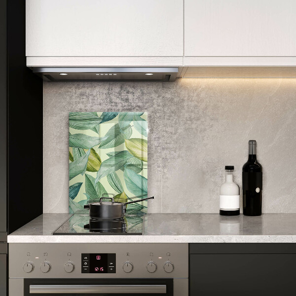 Glass worktop saver Green tropical leaves