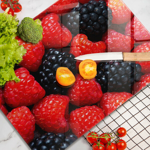 Glass worktop saver Raspberries and blackberries
