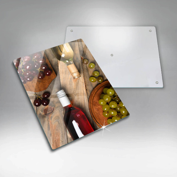 Glass worktop saver Bottles of wine and grapes