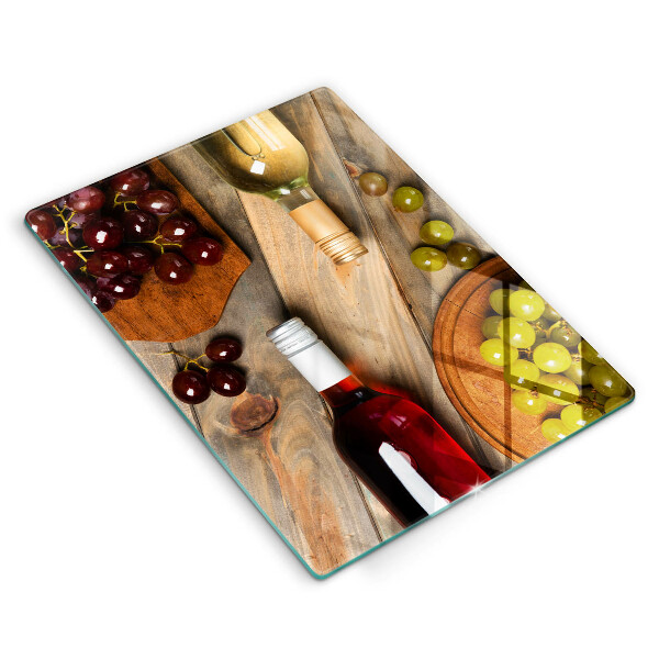 Glass worktop saver Bottles of wine and grapes