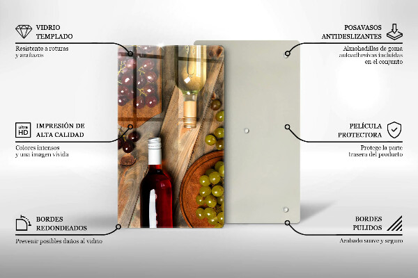 Glass worktop saver Bottles of wine and grapes