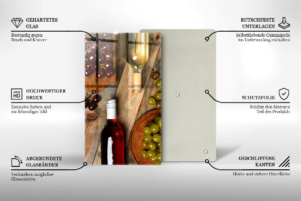 Glass worktop saver Bottles of wine and grapes