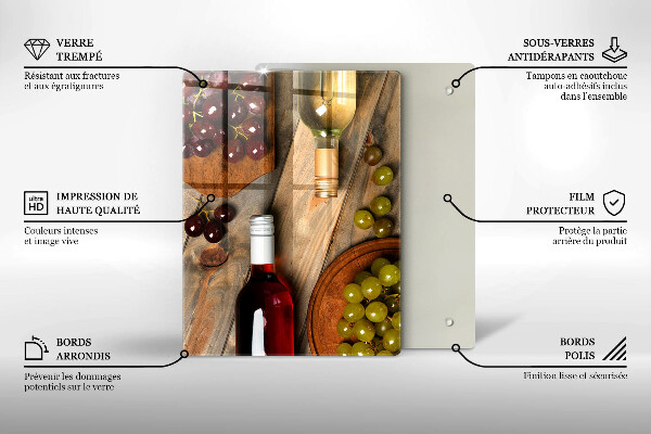 Glass worktop saver Bottles of wine and grapes