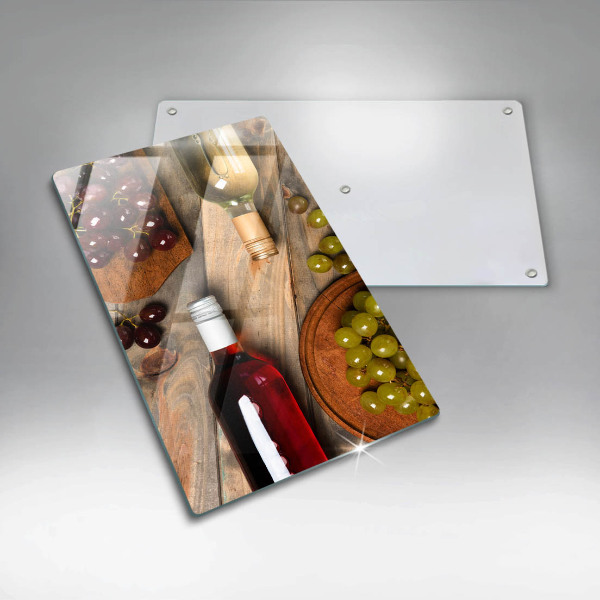 Glass worktop saver Bottles of wine and grapes