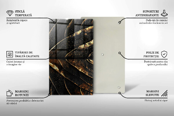 Glass worktop saver Golden leaf