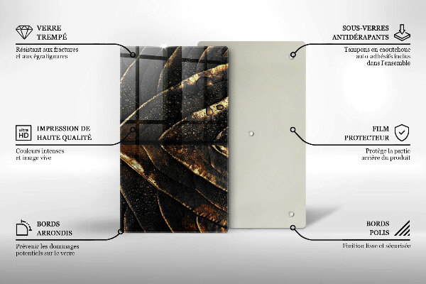 Glass worktop saver Golden leaf