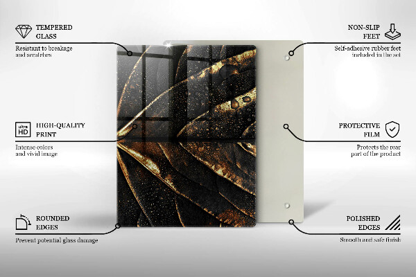 Glass worktop saver Golden leaf