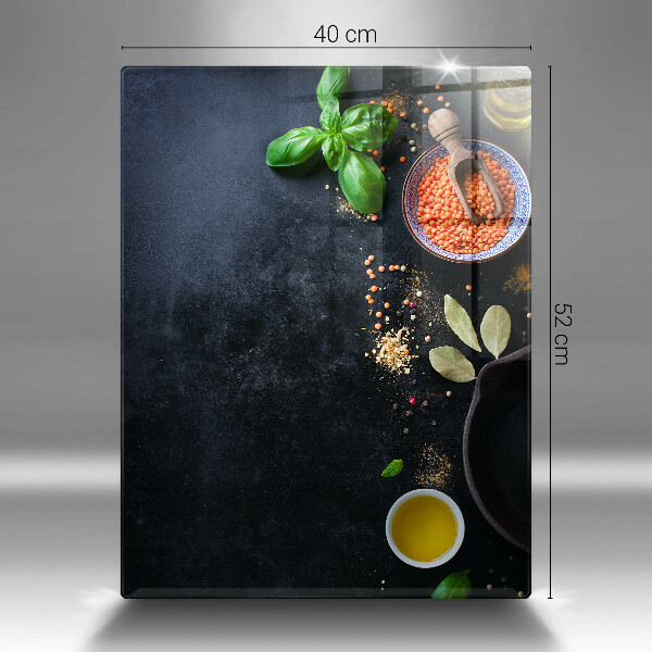 Glass worktop saver Spices with spices