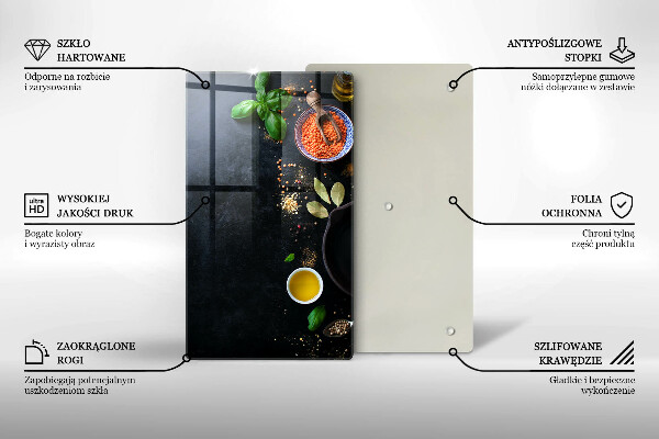 Glass worktop saver Spices with spices