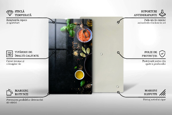 Glass worktop saver Spices with spices