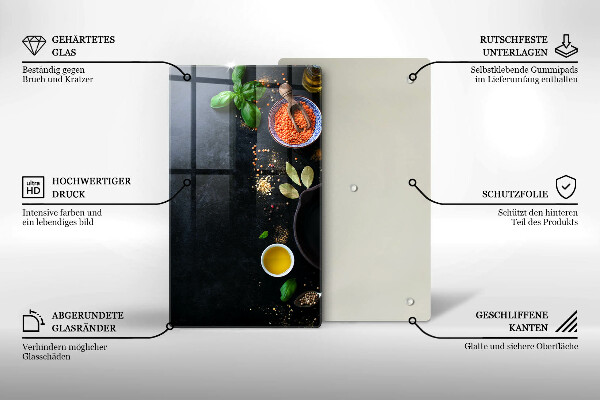 Glass worktop saver Spices with spices