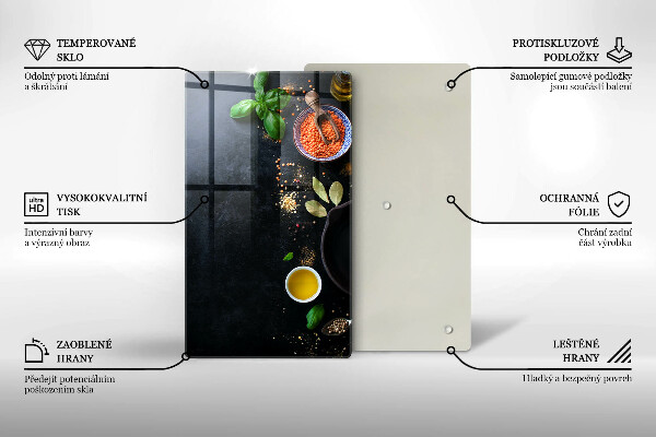 Glass worktop saver Spices with spices