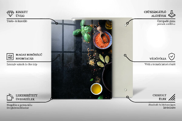 Glass worktop saver Spices with spices