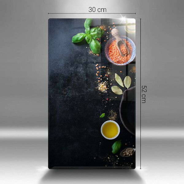 Glass worktop saver Spices with spices