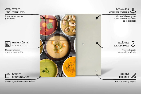 Glass worktop saver Colorful soups