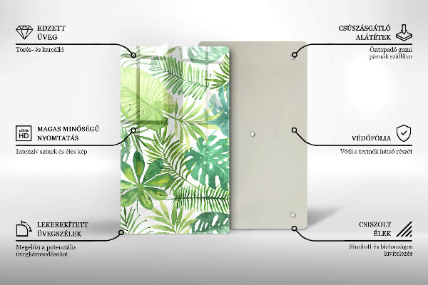 Glass worktop saver Boho watercolors leaves