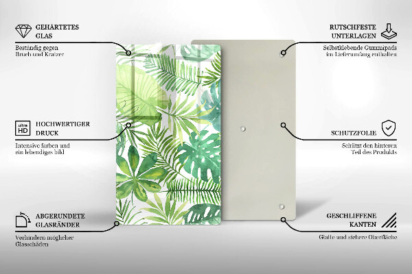 Glass worktop saver Boho watercolors leaves