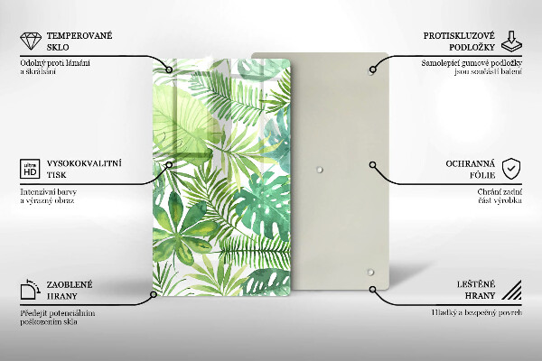 Glass worktop saver Boho watercolors leaves