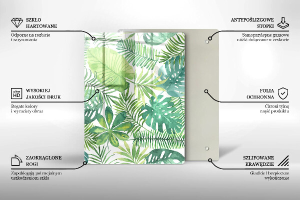 Glass worktop saver Boho watercolors leaves