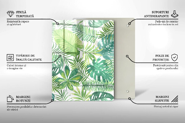 Glass worktop saver Boho watercolors leaves