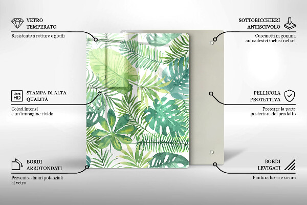 Glass worktop saver Boho watercolors leaves