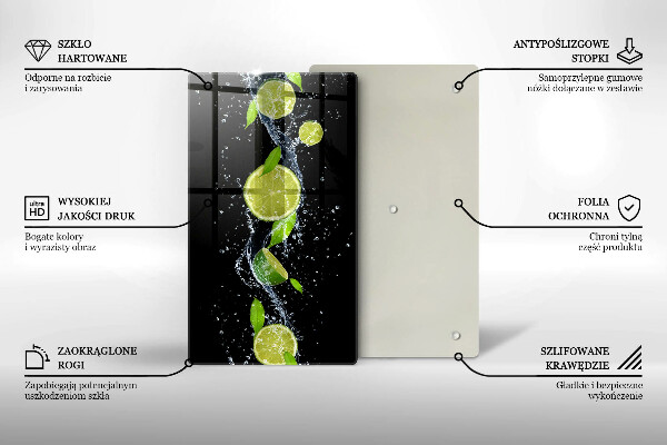 Glass worktop saver Juicy lime in water