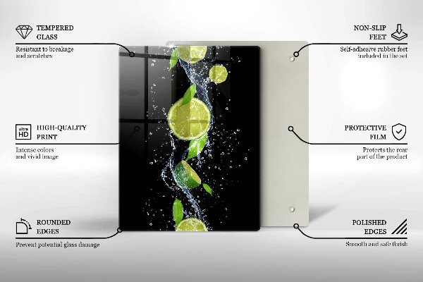 Glass worktop saver Juicy lime in water
