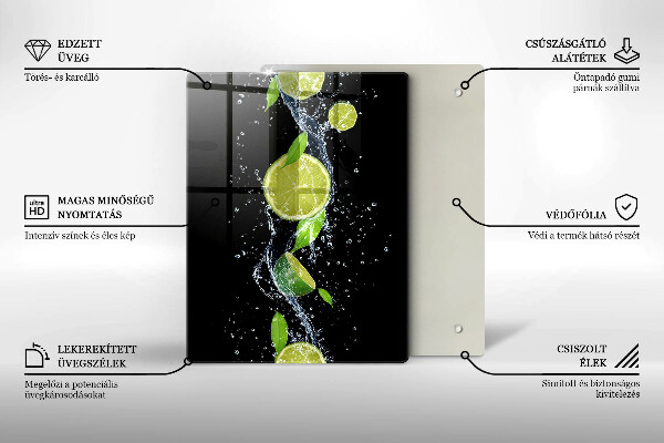 Glass worktop saver Juicy lime in water