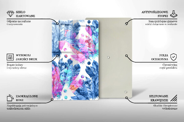 Kitchen countertop cover Illustration of boho feathers